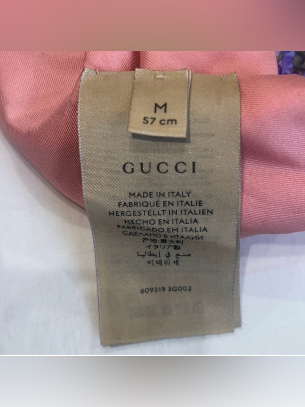 Gucci Multicolor Floral GG Silk Scarf with Pink Trim - Picture 4 of 4